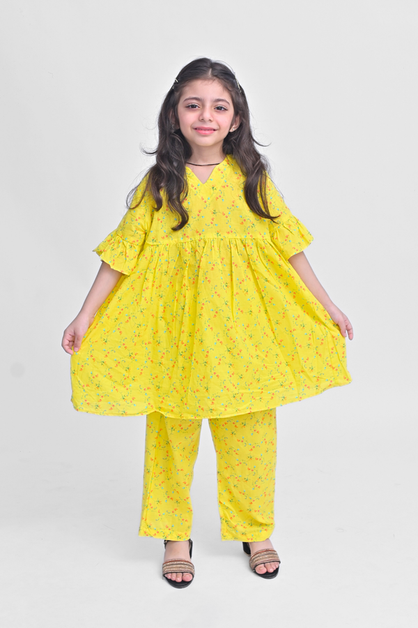 Girls Lawn Printed Co Ord Set