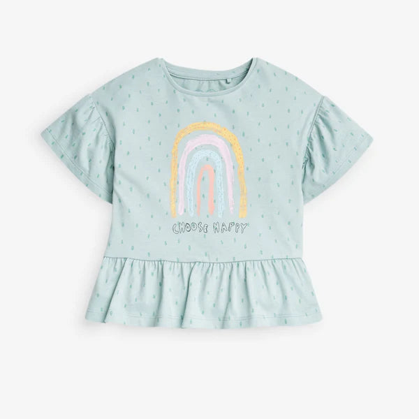 Rainbow Organic Cotton Peplum T-Shirt