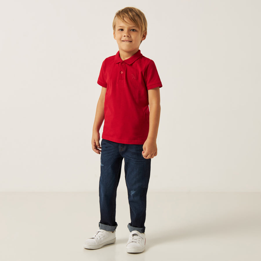 Plain Polo T-shirt Red