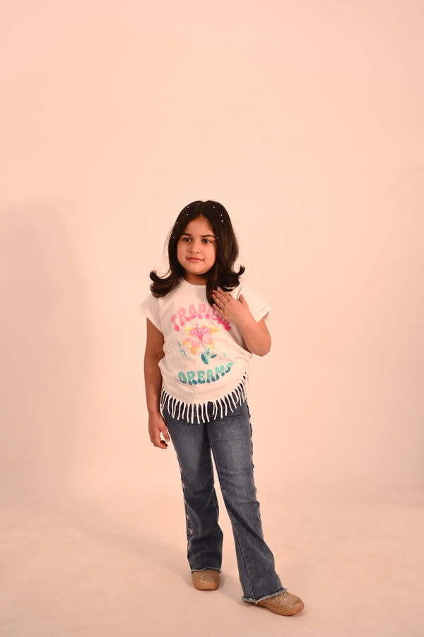 Girls Embraided Jeans