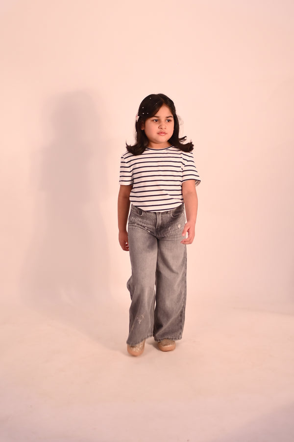 Girls Gray Flare Jean's